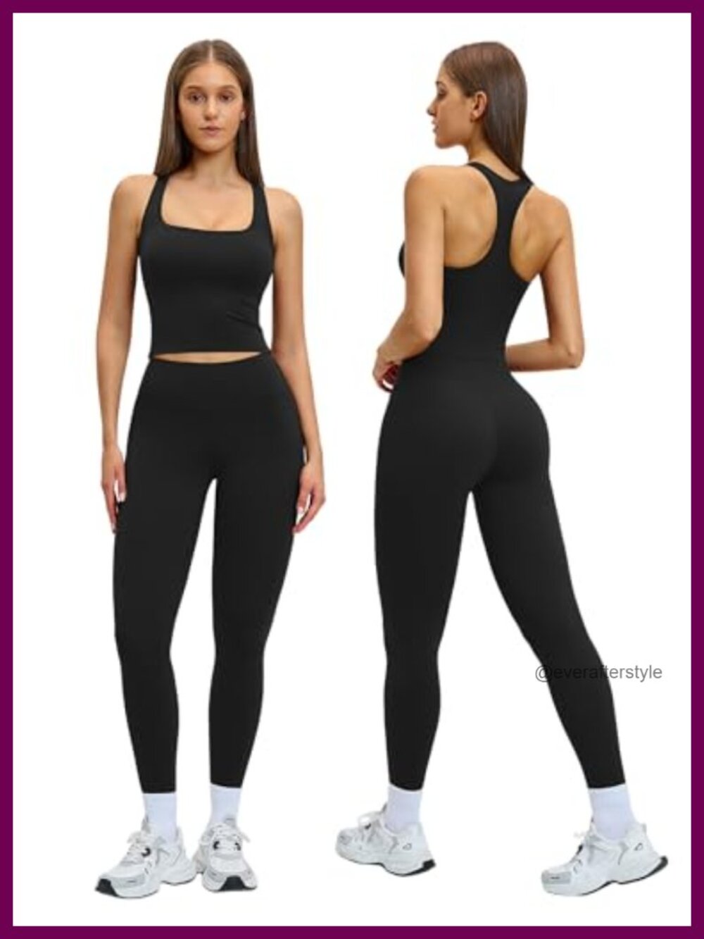 Women 2 Piece Workout Set Tank Top Leggings Athletic Gym